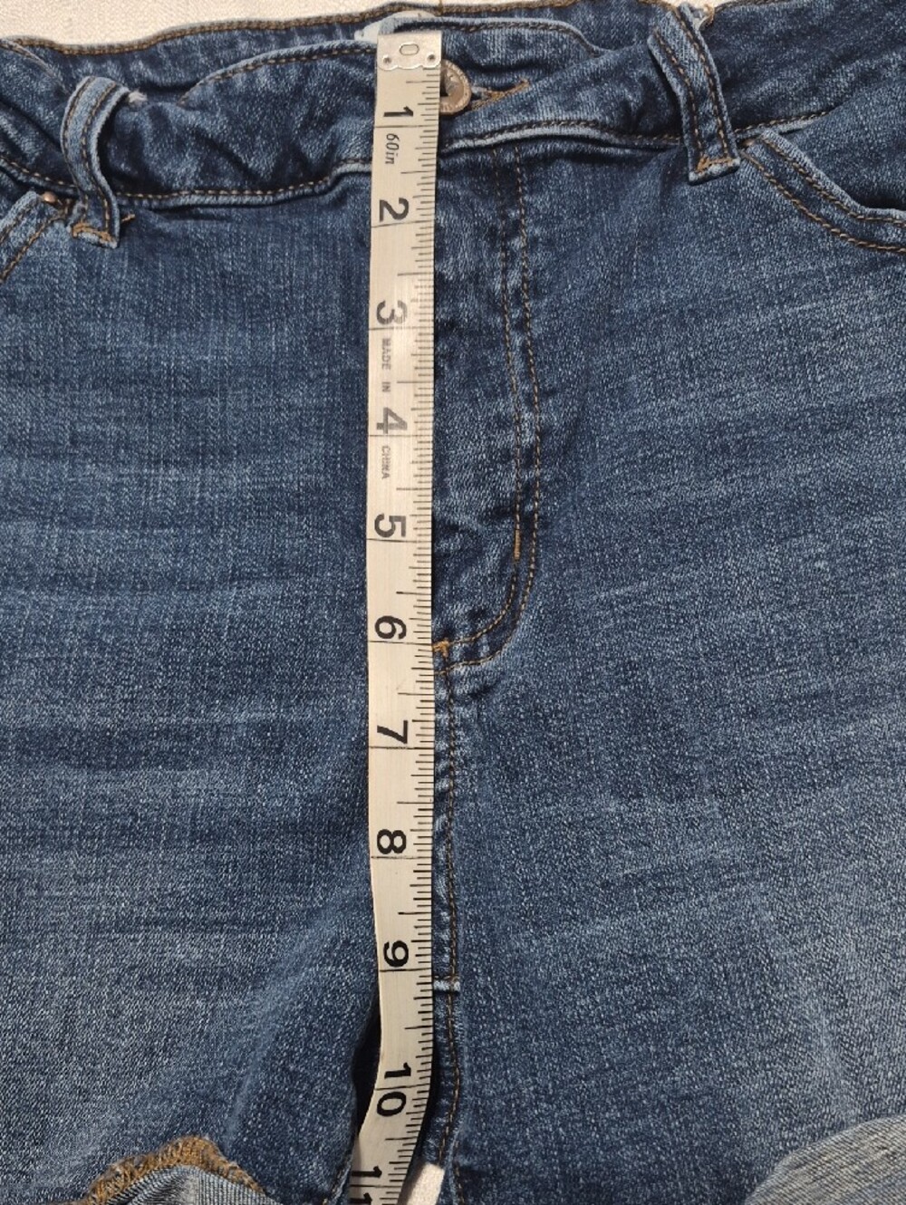 Special A Dark Blue Denim Roll-Cuff Distressed Casual Shorts Womens Size Large - Picture 7 of 8